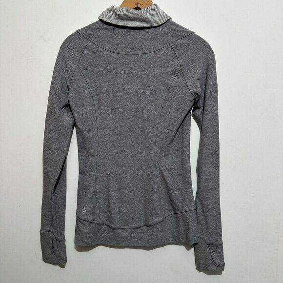 Lululemon Womens 6 Gray Heather Think Fast 1/4 Zip Pullover Shawl Collar Rulu - Picture 4 of 8